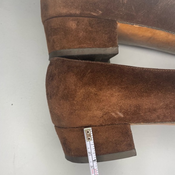 Salvatore Ferragamo Vintage Brown Suede Women’s Loafer Heel Fringe Bow Size 9 - Picture 2 of 16